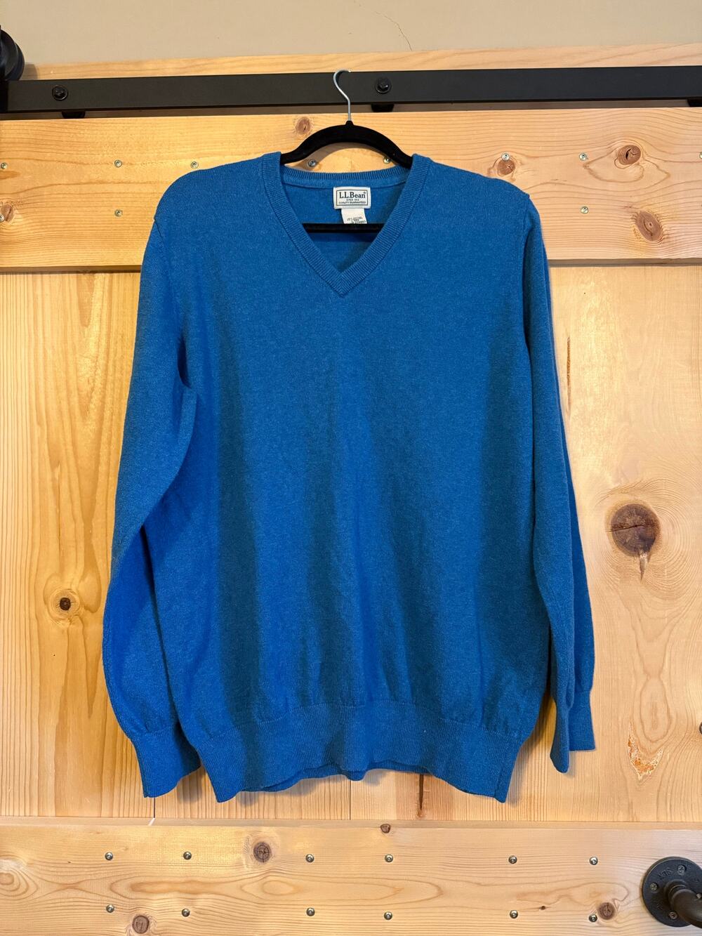 L.L. Bean Vintage Cashmere Cotton Blend Sweater Blue Sz L Natural Fiber Capsule